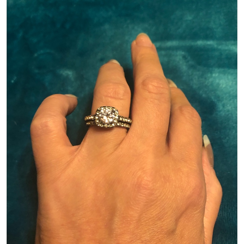 Bridal Set; Stainless Steel (Dark); Zircon; Size 8 - Picture 4 of 10